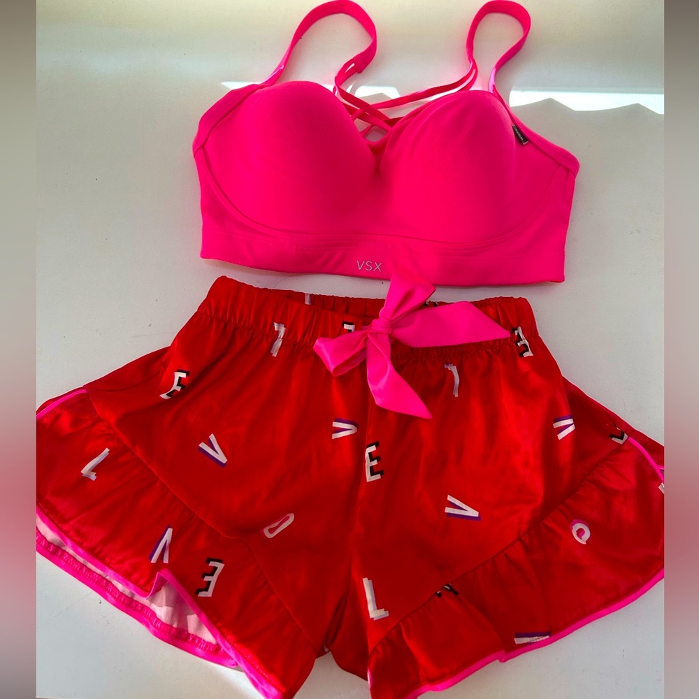 Victoria’s Secret Silky LOVE Pattern Boxer Style Sleep Shorts Floral PJ VS